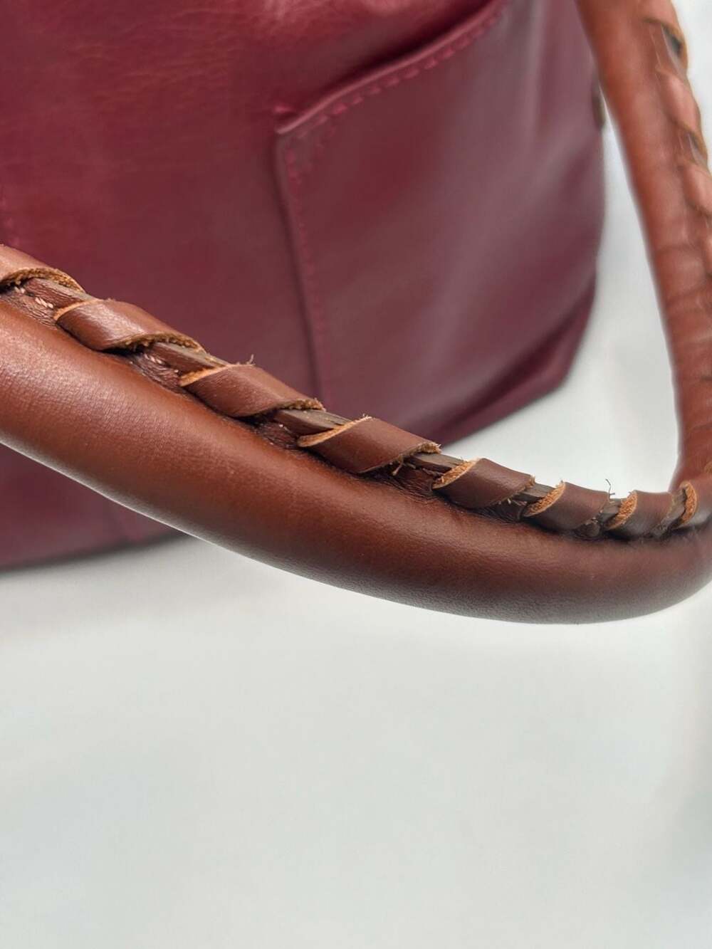 Sundance Maroon Pebbled Leather Shoulder Bag Made in Spain - Picture 8 of 10